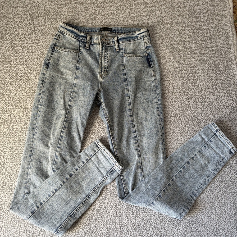 Silver Jeans Frisco Tapered Leg High Rise Women's Acid Wash Size 27/ 35 Tall